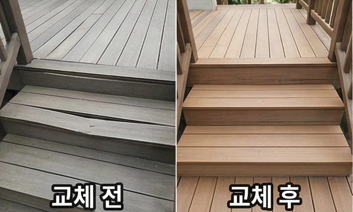 카페 외부 데크 데크시공 사례